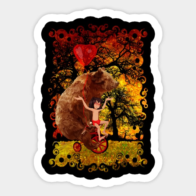 the honey bear with little Boy Sticker by Dezigner007